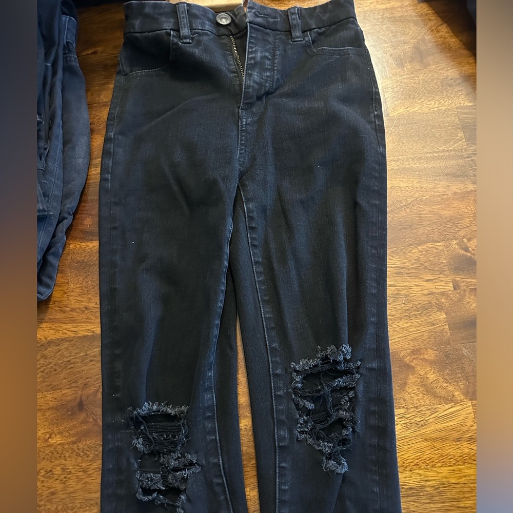 American Eagle Outfitters Black Ripped Skinny Jeans